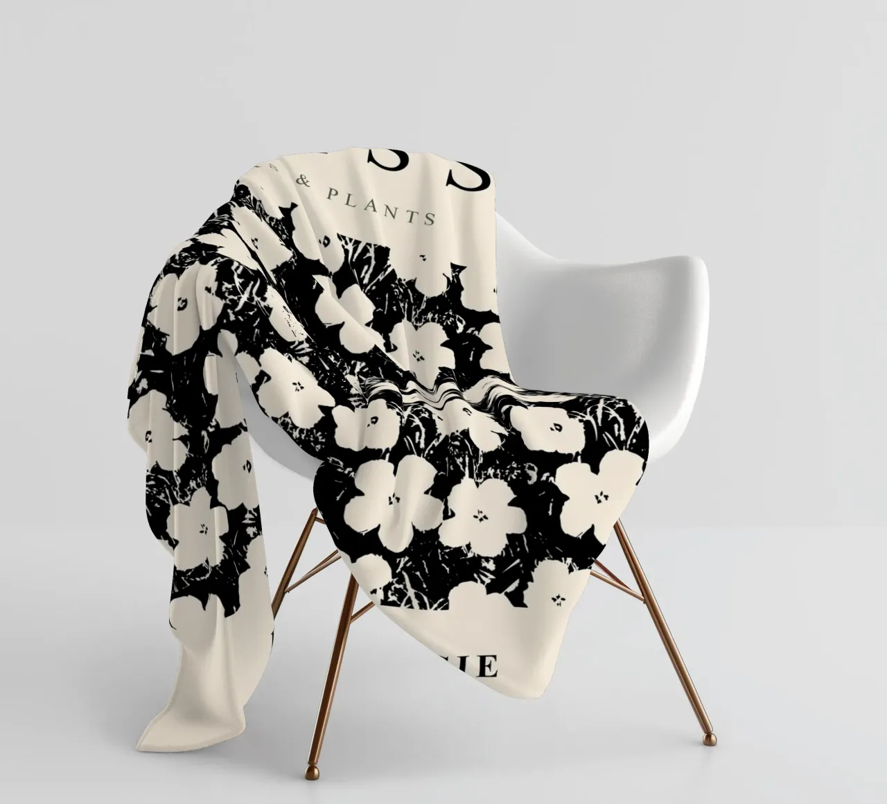 Matisse, motivo floreale in bianco e nero coperta in pile da Whole©