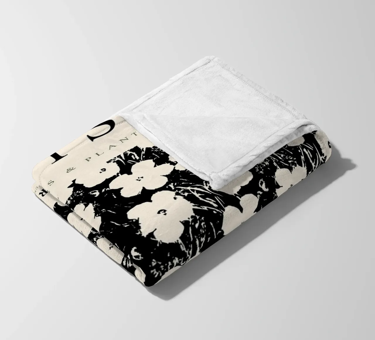 Matisse, motivo floreale in bianco e nero coperta in pile da Whole©