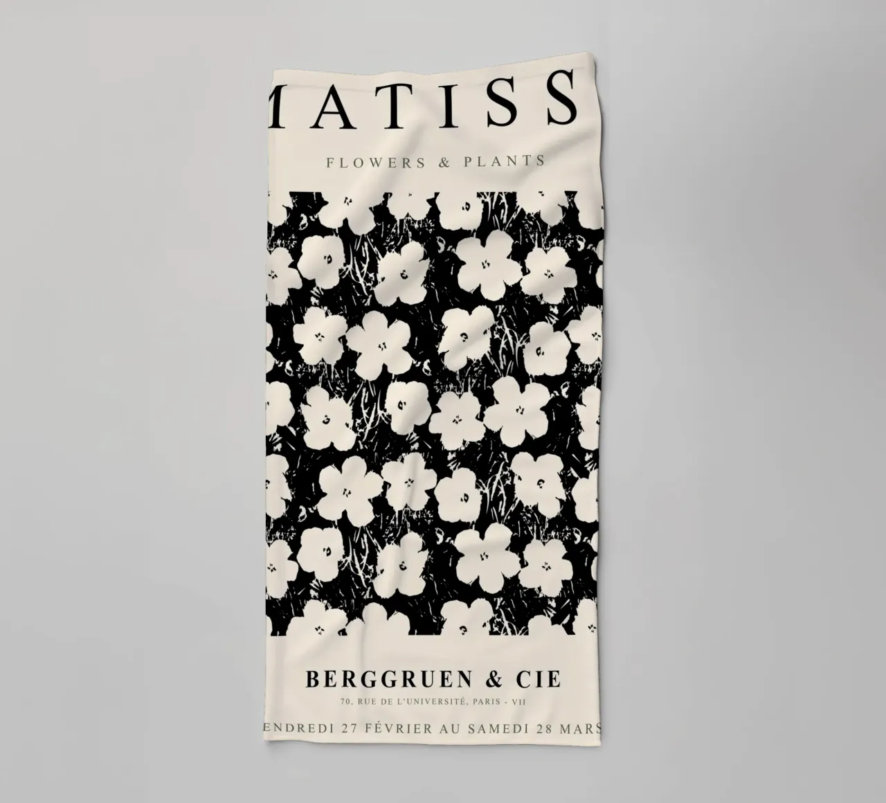Matisse, motivo floreale in bianco e nero asciugamano da bagno da Whole©