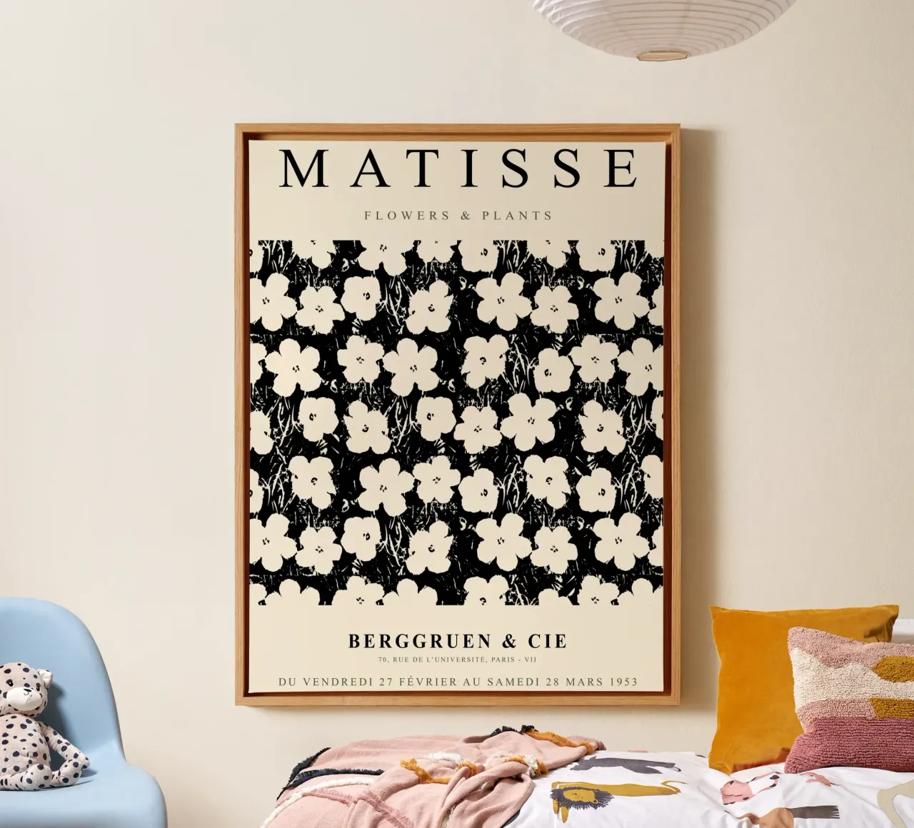 Matisse, motivo floreale in bianco e nero tela con Cornice a cassetta da Whole©