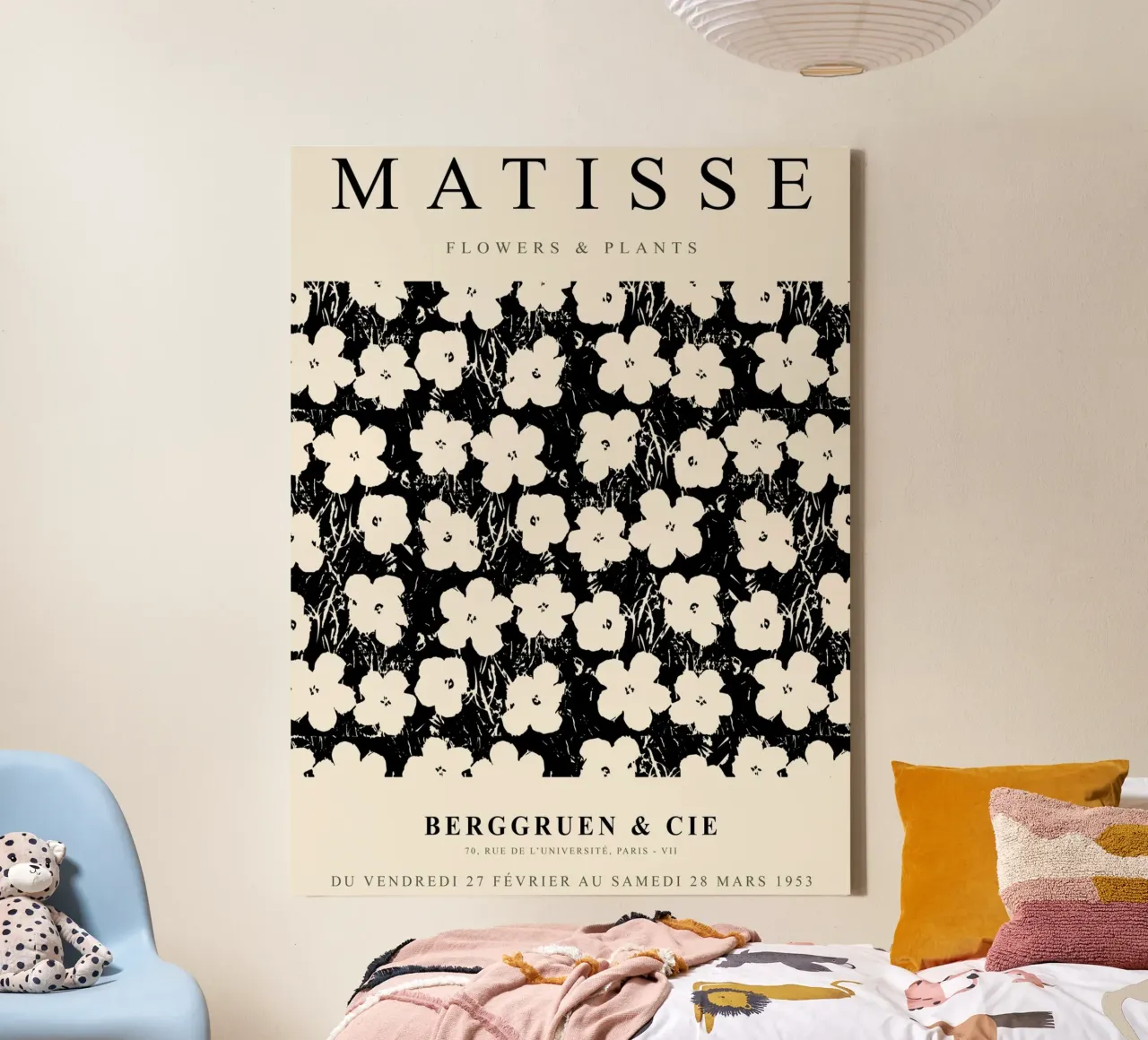 Matisse, motivo floreale in bianco e nero tela con Cornice a cassetta da Whole©