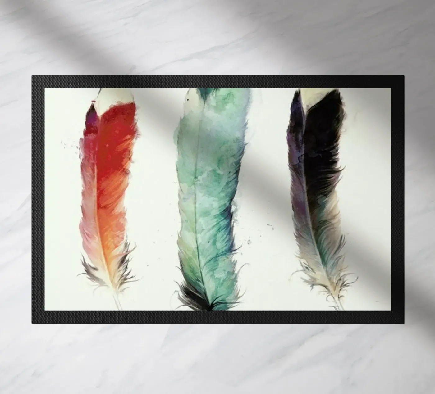 Feathers doormat by Amy Hamilton