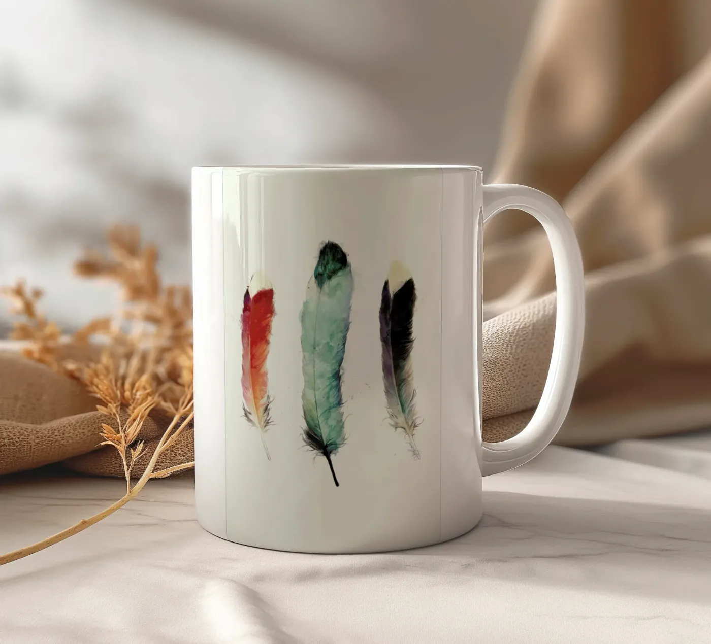 Feathers ceramic mug by Amy Hamilton