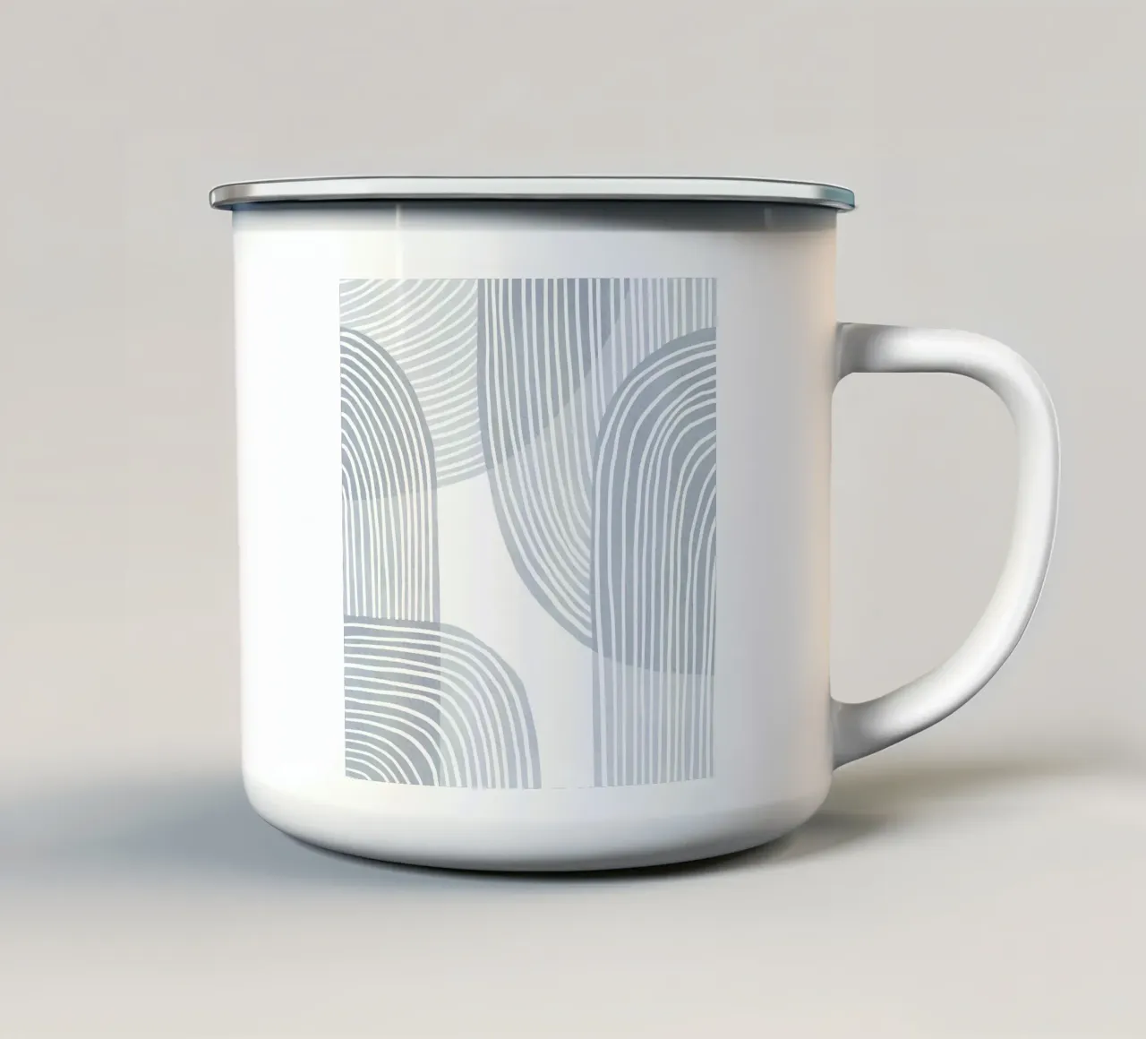 Linee monocromatiche minimaliste tazza in smalto da Melloi Art Print