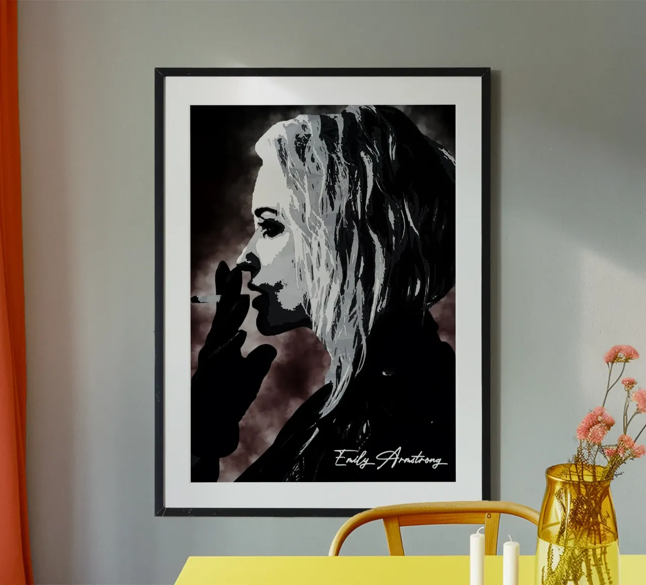 Arte di Emily Armstrong poster con telaio in alluminio da neonartroom