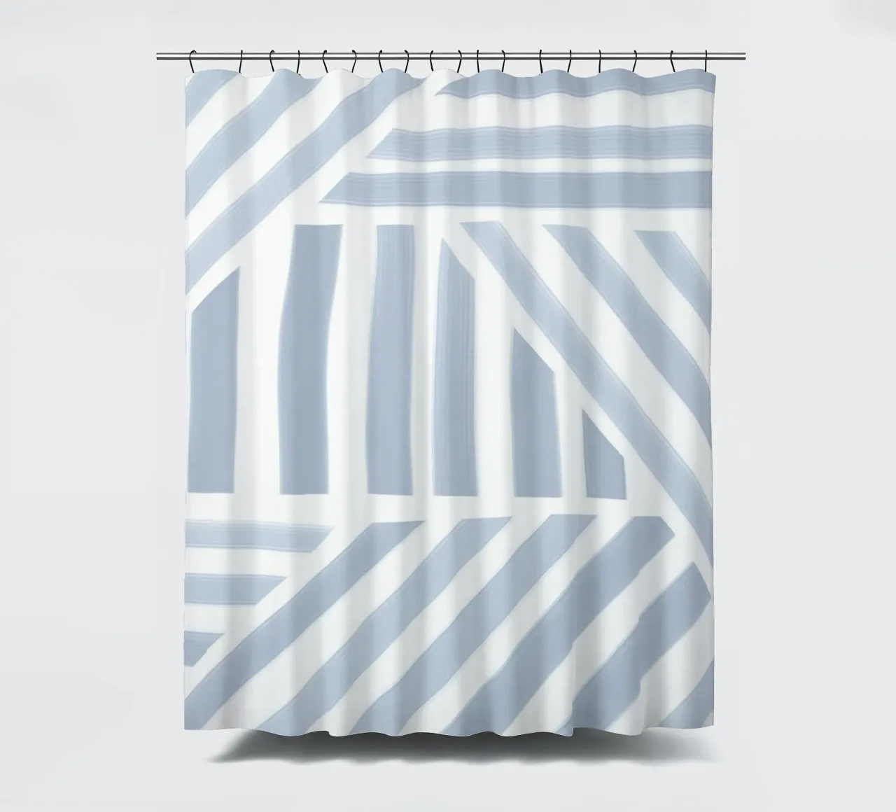 Motif rayé bleu et blanc rideau de douche de Melloi Art Print