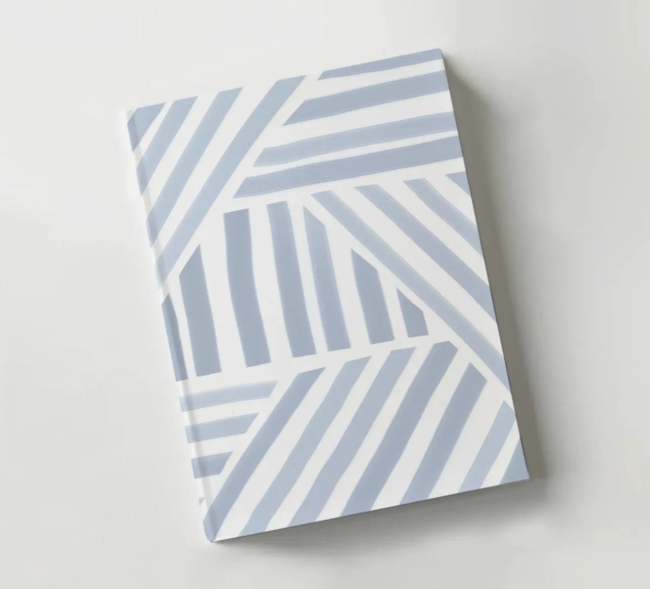 Blue and White Striped Pattern notebook by Melloi Art Print