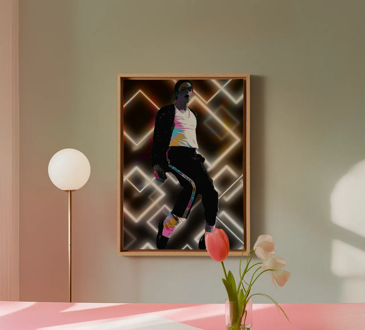 Il re del pop tela con Cornice a cassetta da neonartroom