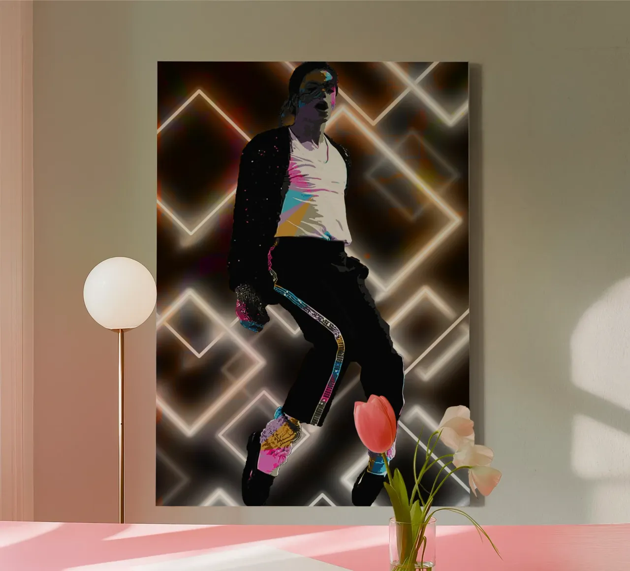 Il re del pop tela con Cornice a cassetta da neonartroom