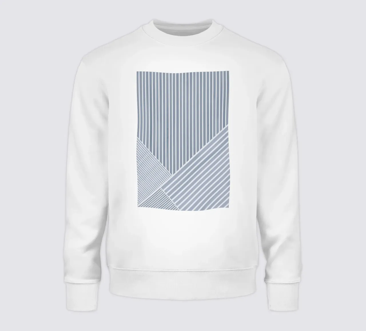 Geometrico a righe bianche e azzurre felpa da Melloi Art Print