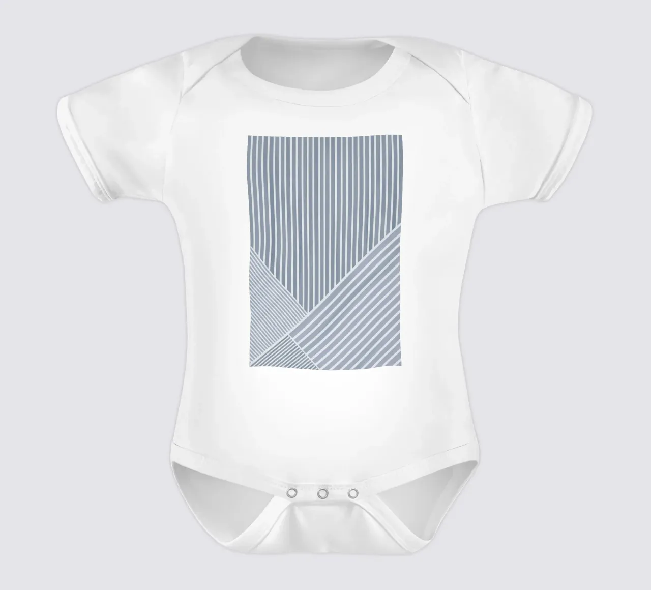 Geometrico a righe bianche e azzurre body neonato maniche corte da Melloi Art Print