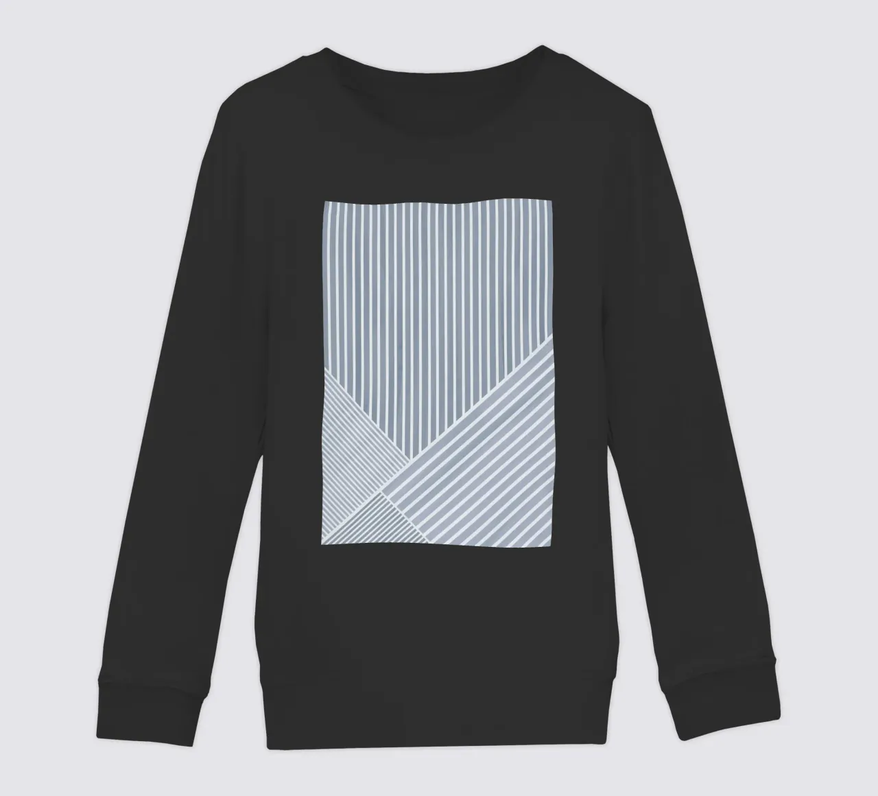 Geometrico a righe bianche e azzurre felpa bambino da Melloi Art Print