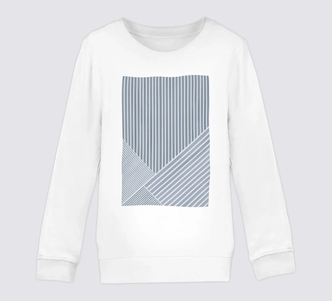 Geometrico a righe bianche e azzurre felpa bambino da Melloi Art Print