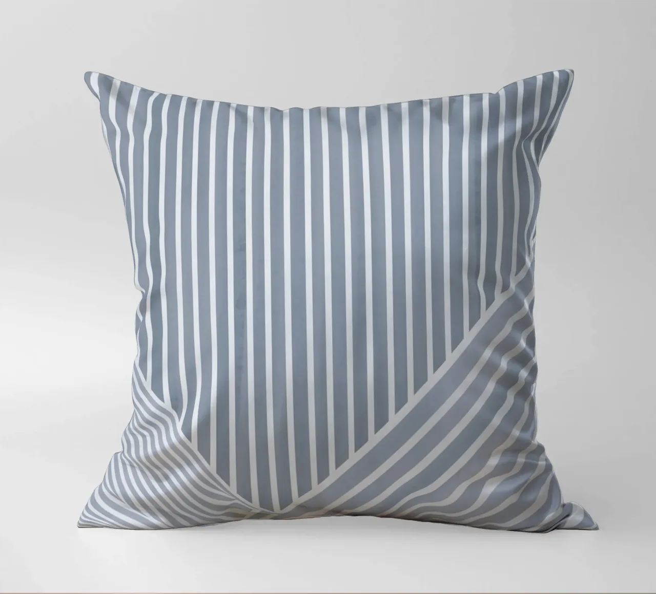 Geometrico a righe bianche e azzurre cuscino da Melloi Art Print