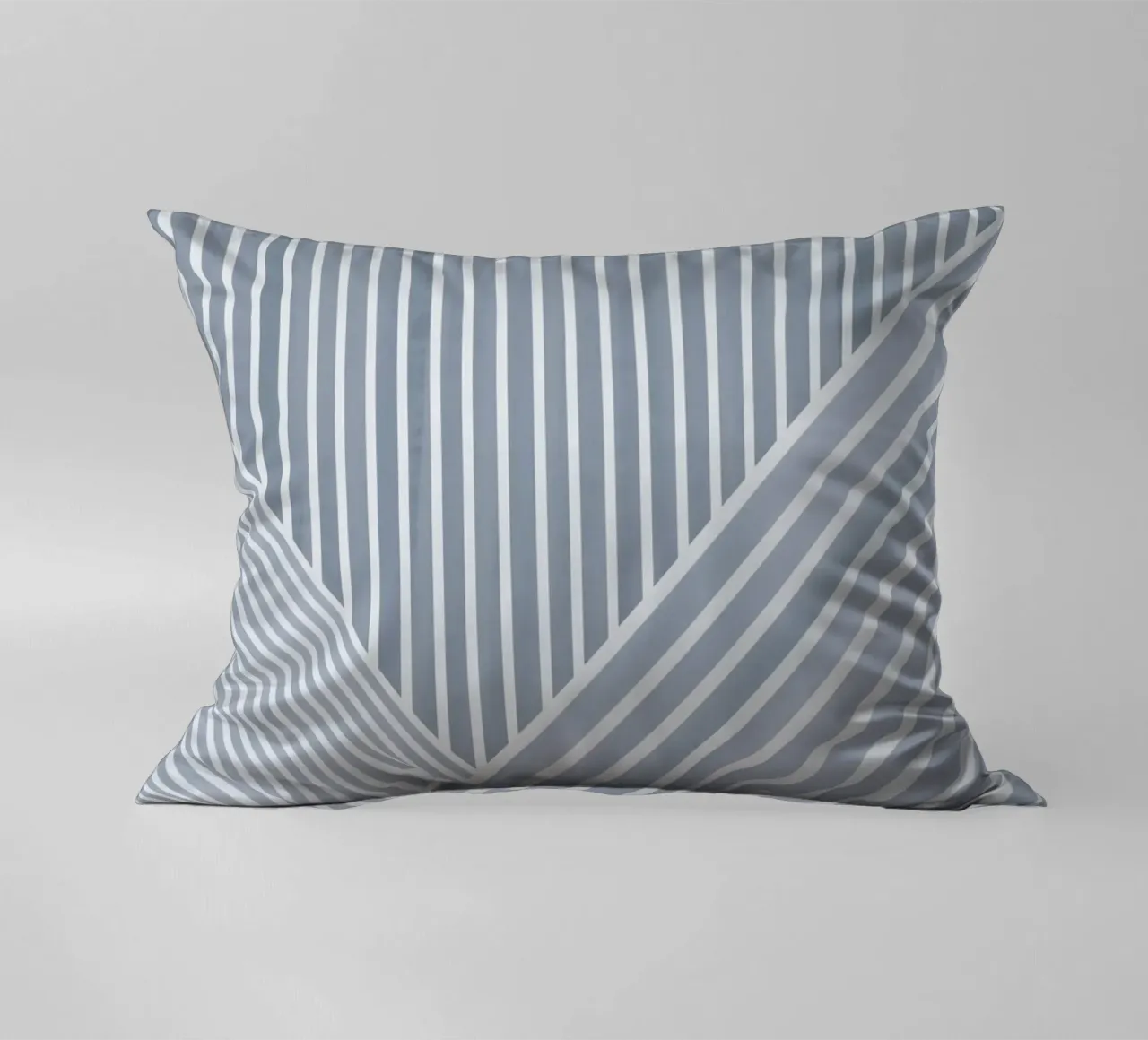 Geometrico a righe bianche e azzurre cuscino da Melloi Art Print