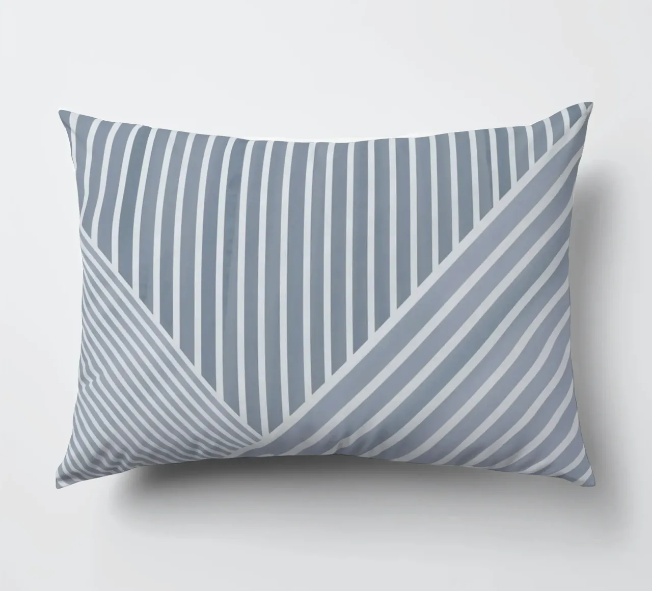 Geometrico a righe bianche e azzurre cuscino da Melloi Art Print