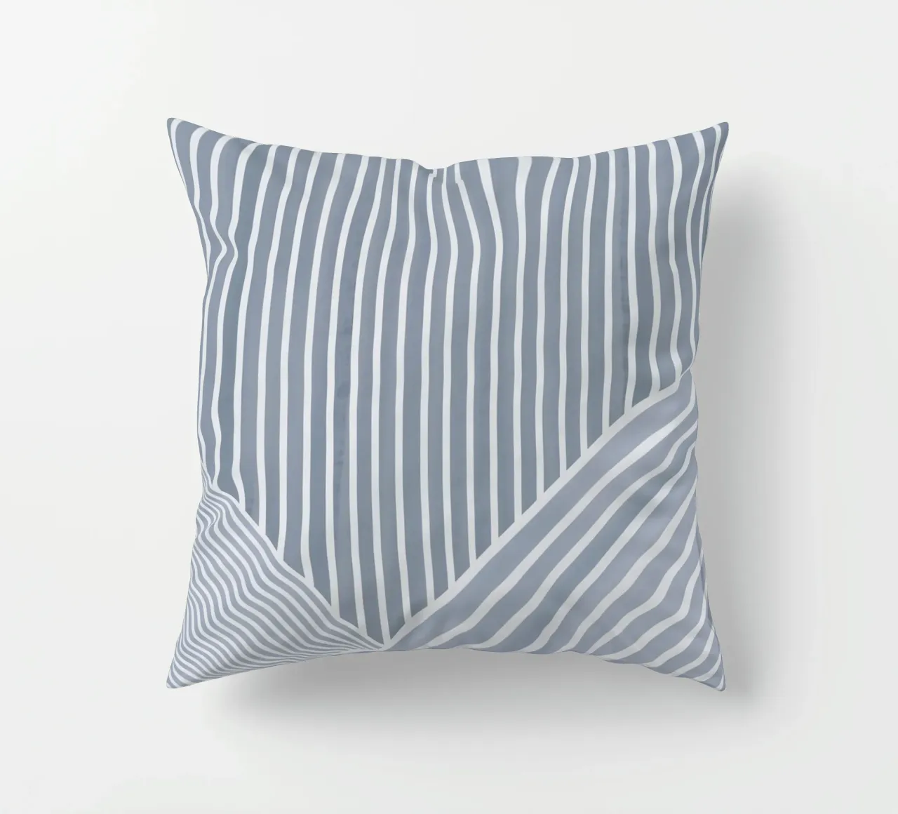 Geometrico a righe bianche e azzurre cuscino da Melloi Art Print