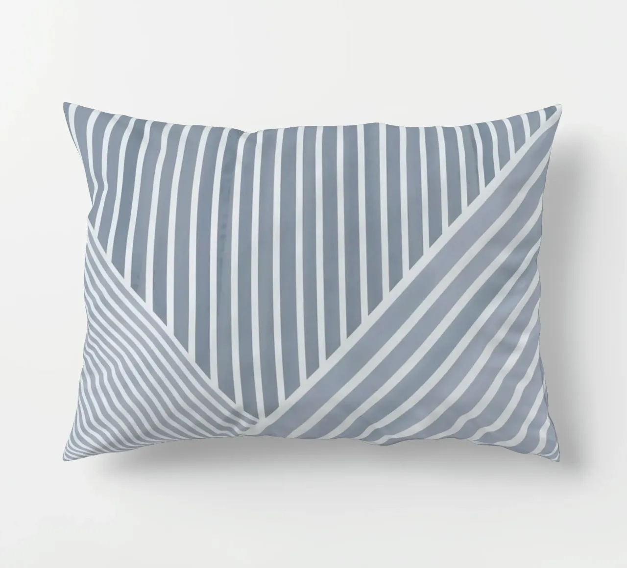 Geometrisch Hellblau und Weiß gestreift Kissen von Melloi Art Print