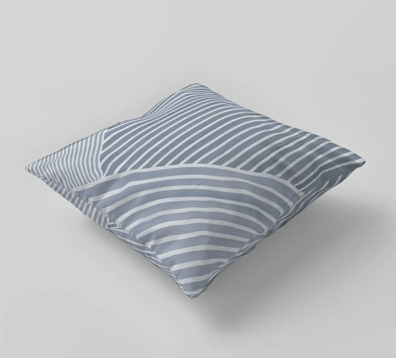 Geometrico a righe bianche e azzurre cuscino da Melloi Art Print