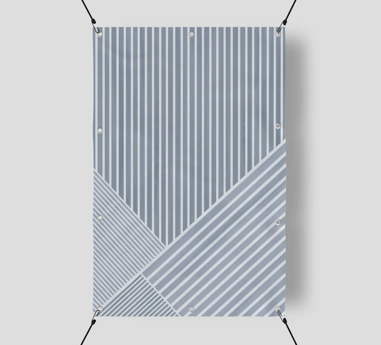 Geometrico a righe bianche e azzurre telo in pvc da Melloi Art Print