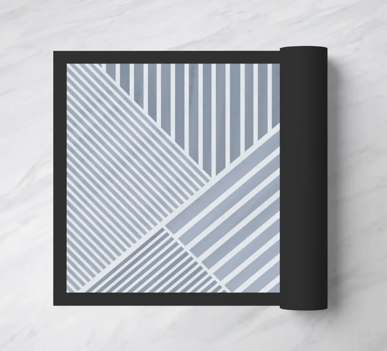 Geometrico a righe bianche e azzurre zerbino da Melloi Art Print