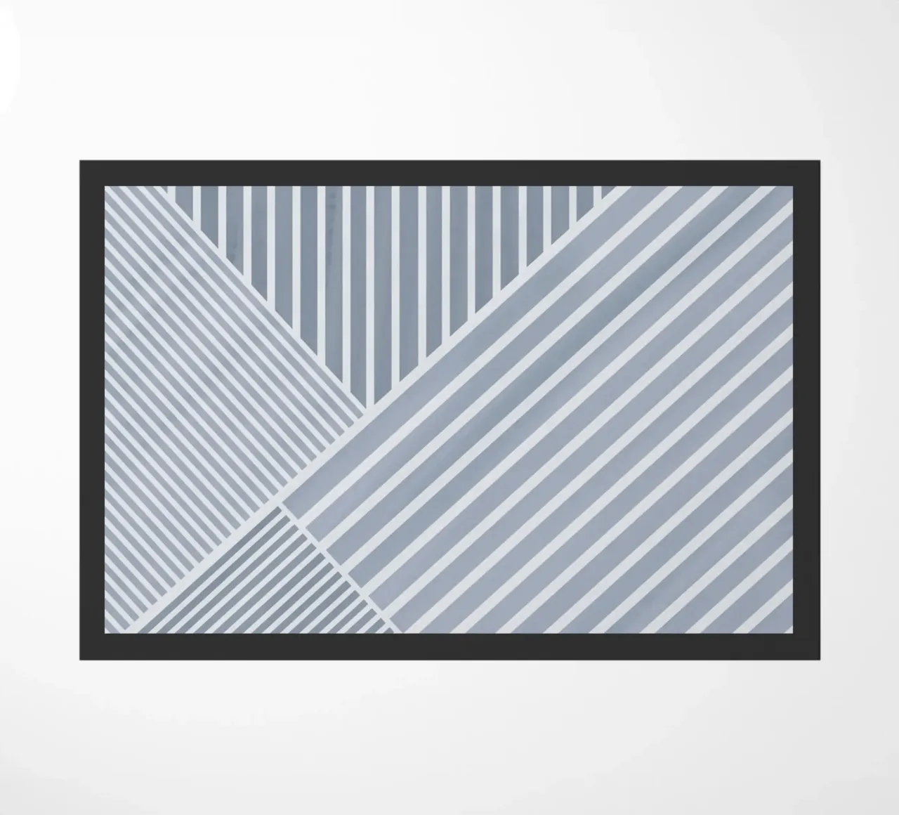 Geometrico a righe bianche e azzurre zerbino da Melloi Art Print