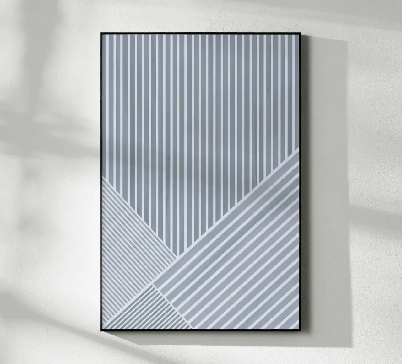 Geométrico a rayas azul claro y blanco metacrilato de Melloi Art Print