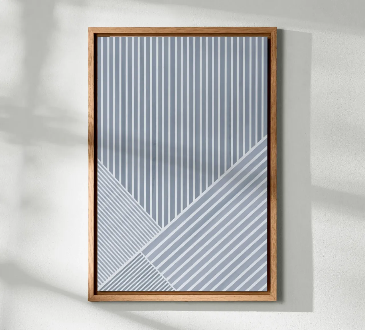 Geometrico a righe bianche e azzurre tela da Melloi Art Print