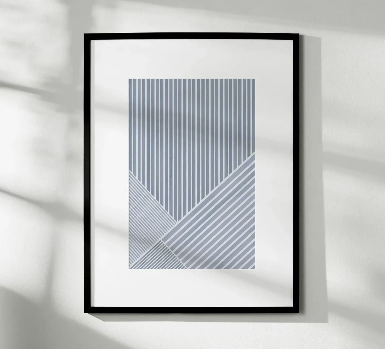 Geometrico a righe bianche e azzurre carta hahnemühle da Melloi Art Print