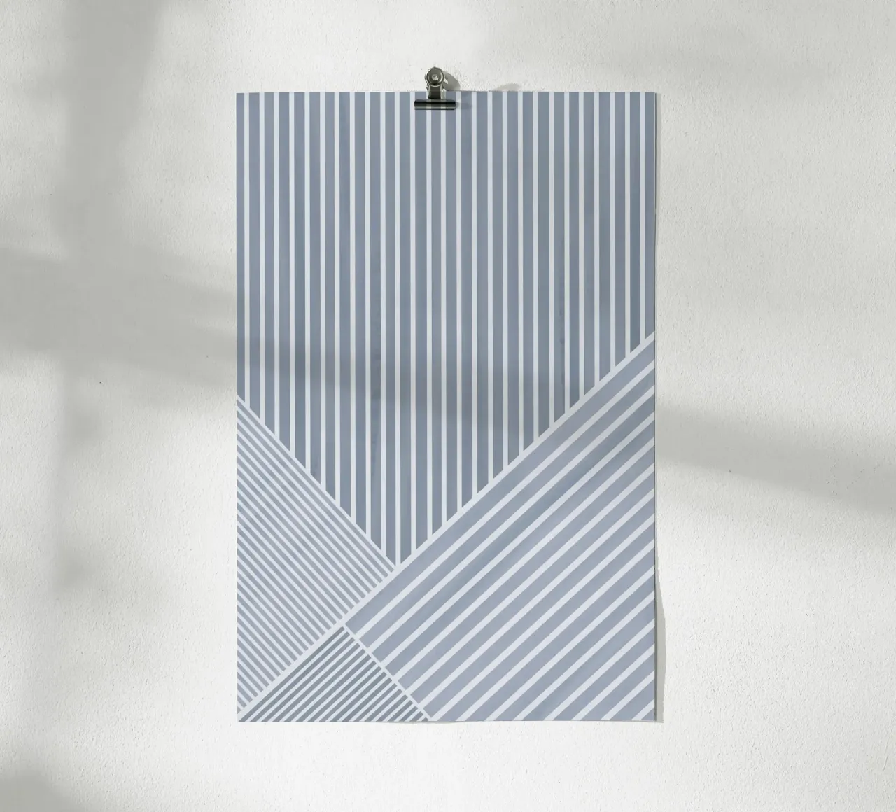 Geometrico a righe bianche e azzurre carta hahnemühle da Melloi Art Print