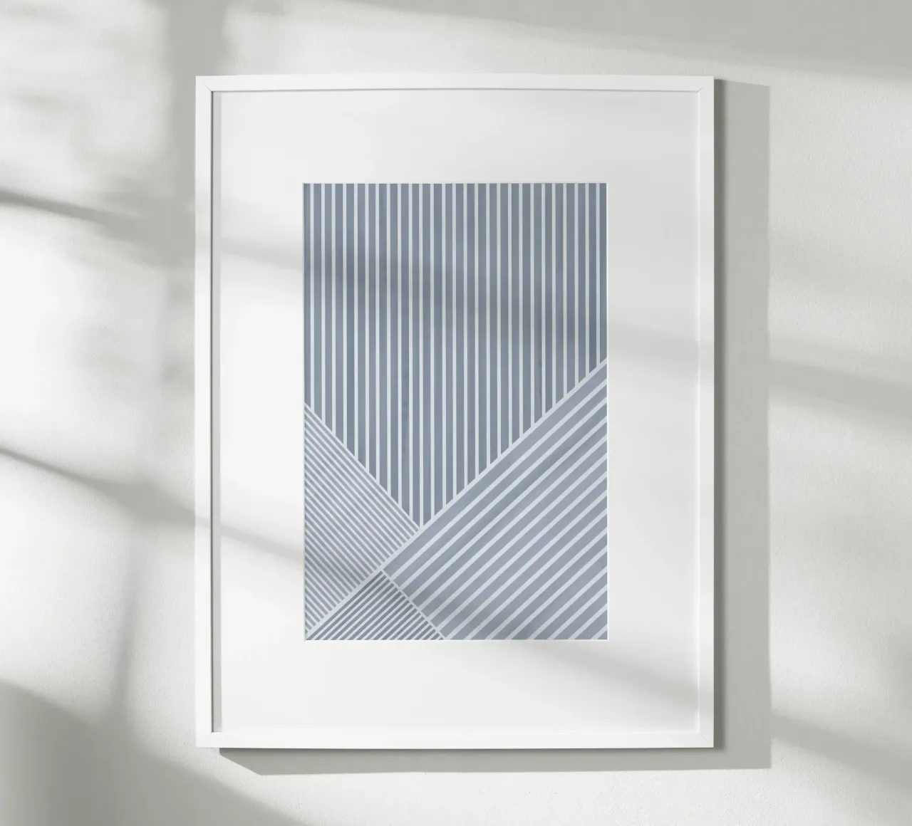 Geometrico a righe bianche e azzurre carta hahnemühle da Melloi Art Print