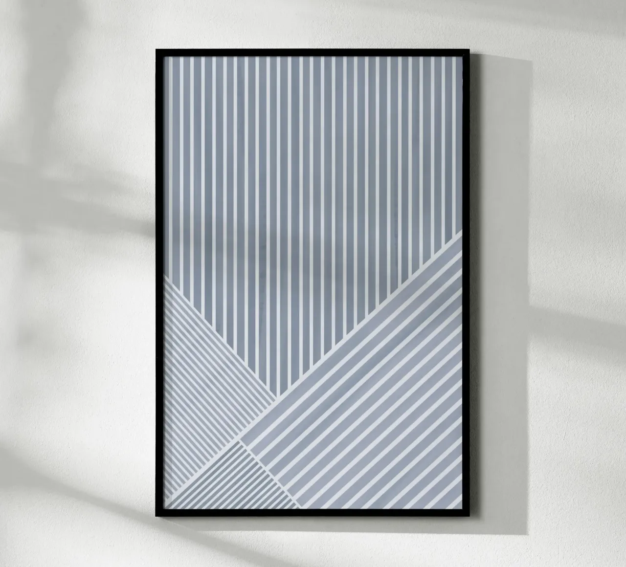 Geometrico a righe bianche e azzurre carta hahnemühle da Melloi Art Print
