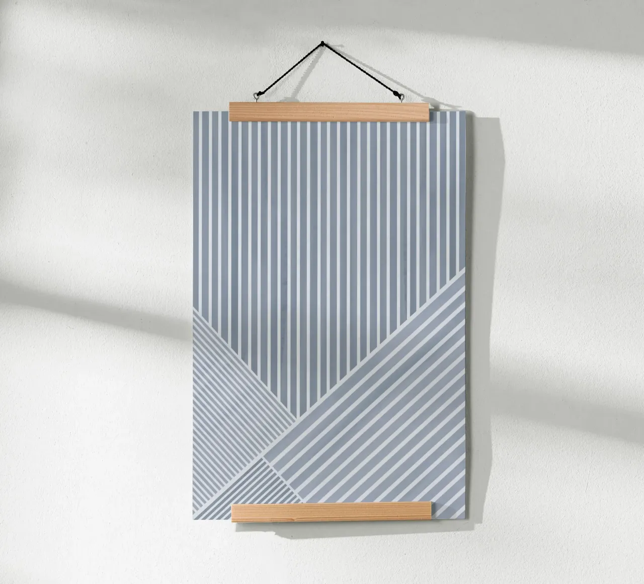 Geometrico a righe bianche e azzurre carta hahnemühle da Melloi Art Print