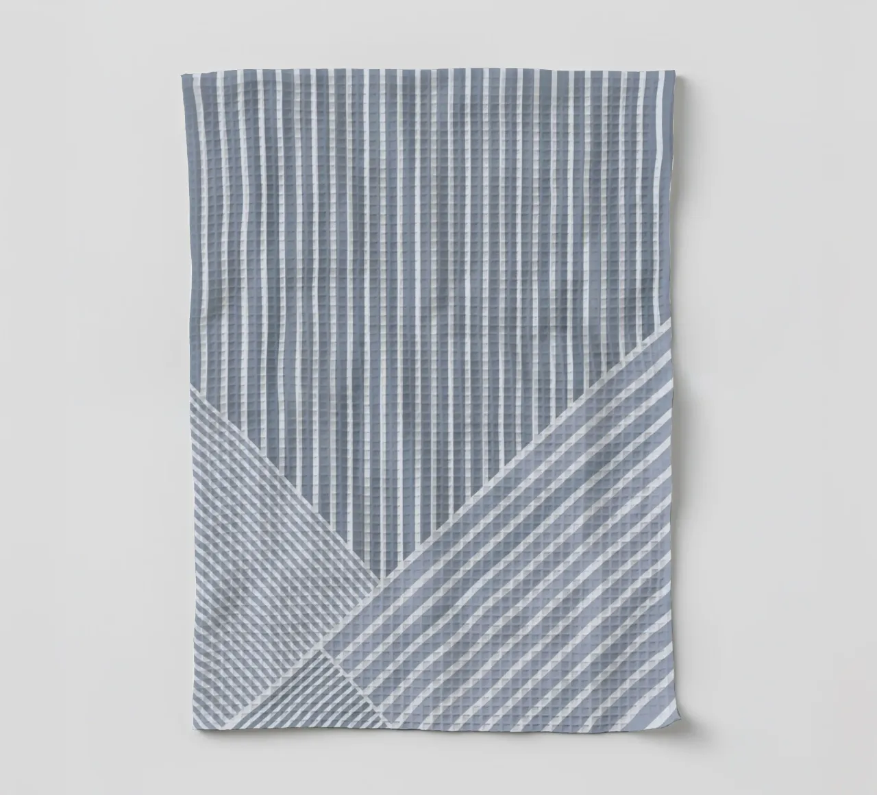 Geometrico a righe bianche e azzurre canovaccio da cucina da Melloi Art Print