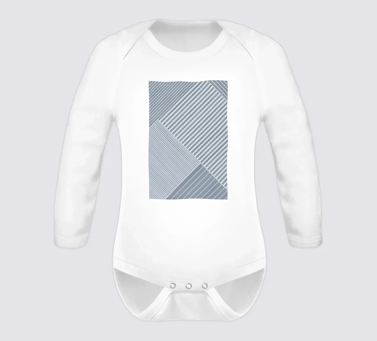 Hellblau und weiß gestreift Langarm Babybody von Melloi Art Print