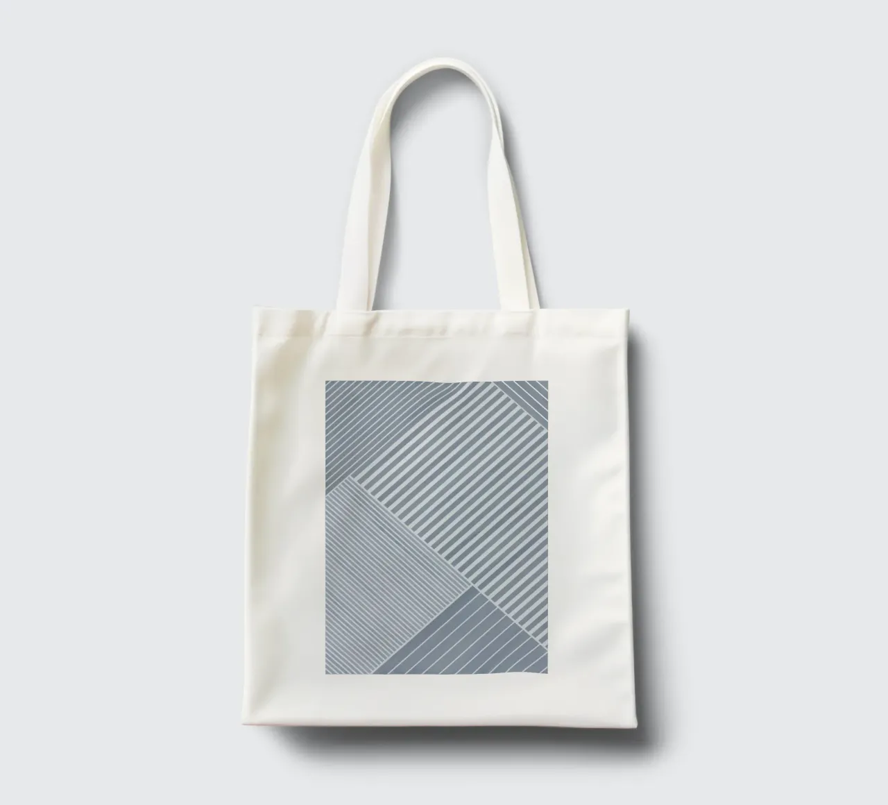 Light Blue and White Striped tote bag by Melloi Art Print