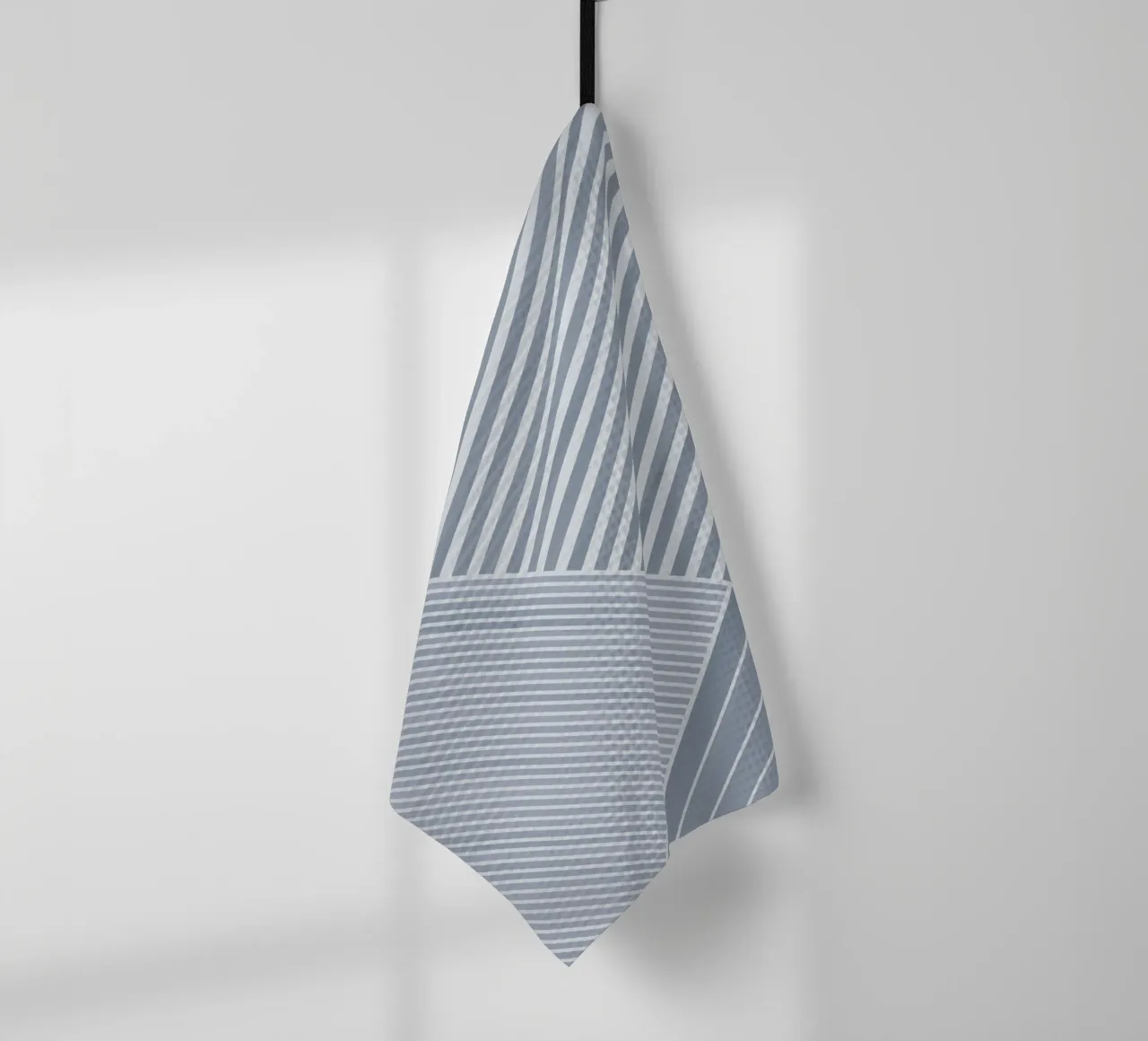 Azzurro e bianco a strisce canovaccio da cucina da Melloi Art Print