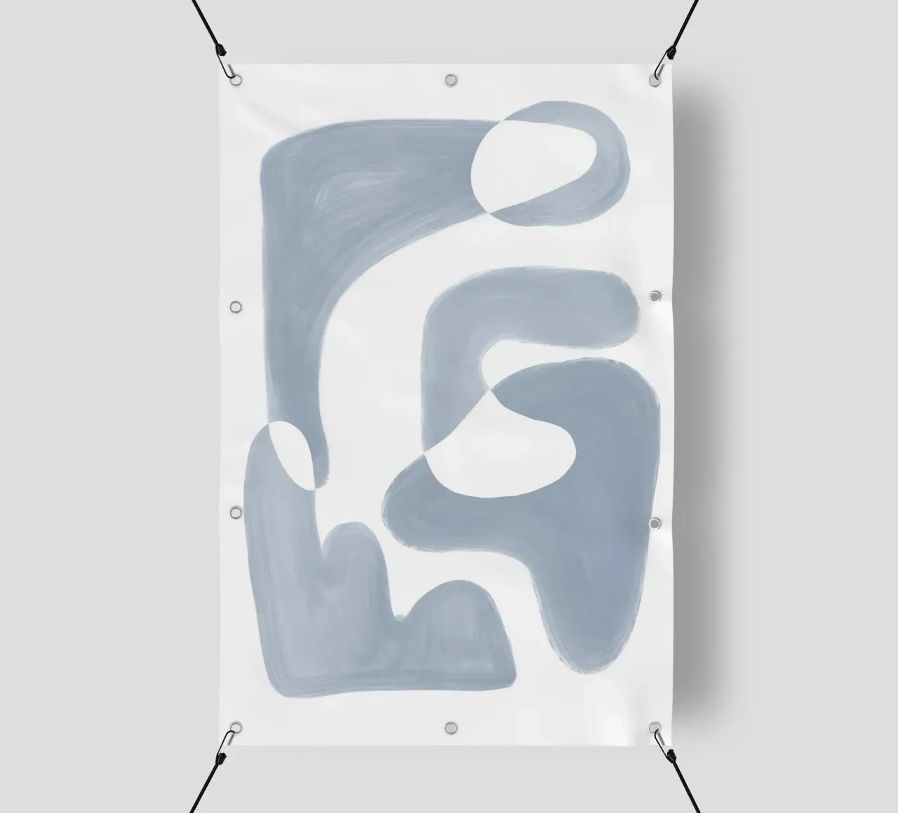 Forme fluide astratte bianche e blu telo in pvc da Melloi Art Print