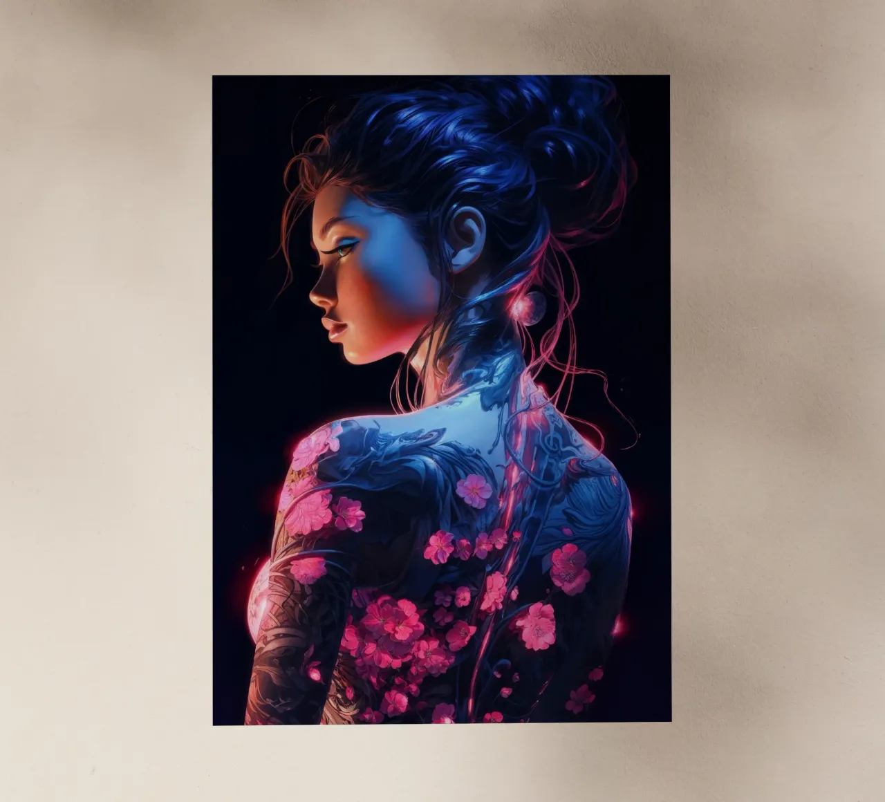 Fiore luminoso al neon Donna pellicola backlit da Lootprint