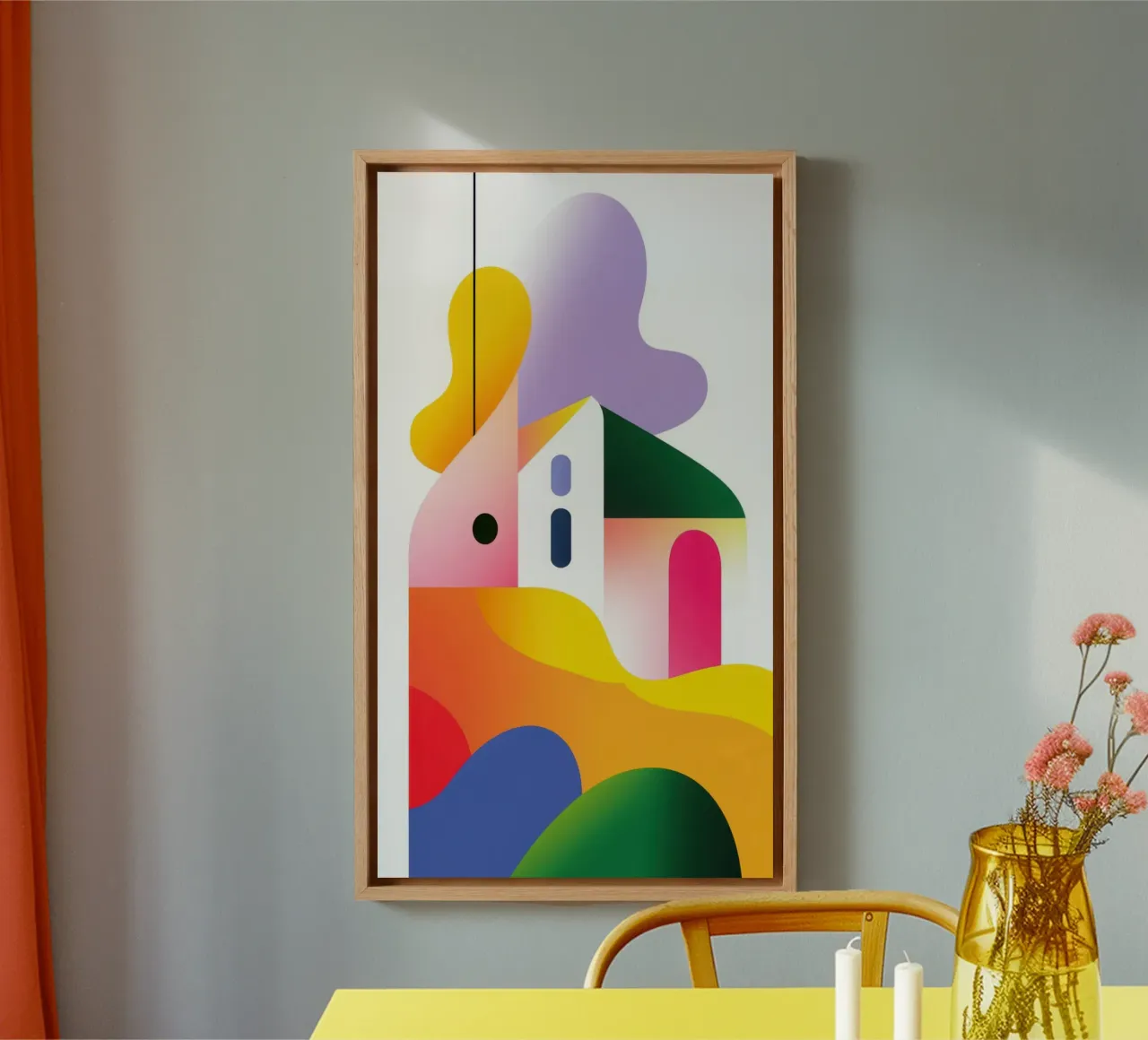 Composizione geometrica colorata tela con Cornice a cassetta da Geometric