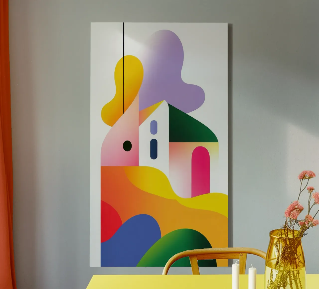 Composizione geometrica colorata tela con Cornice a cassetta da Geometric