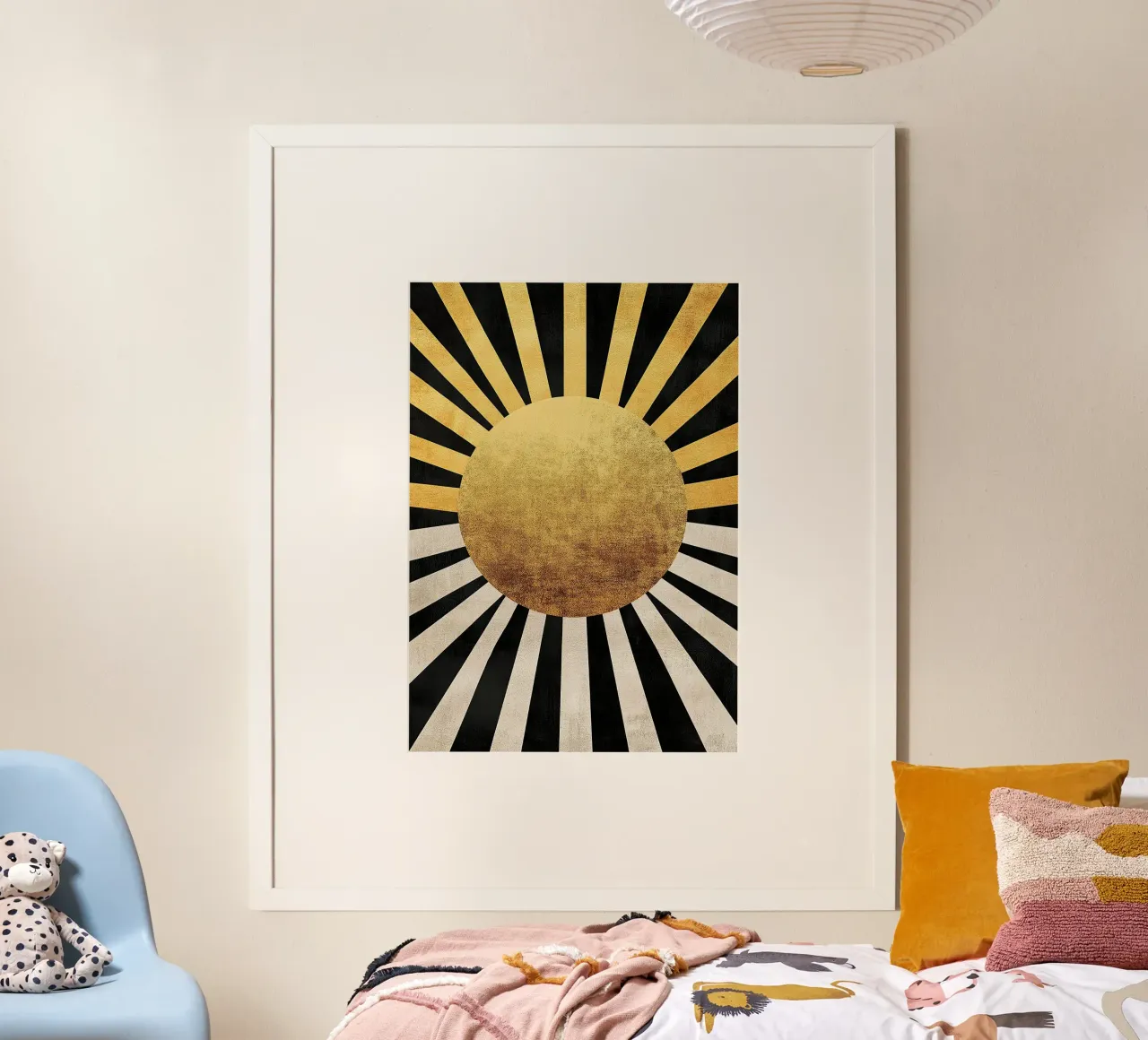 Art Deco "Sole poster con telaio in alluminio da Nikis Art Studio