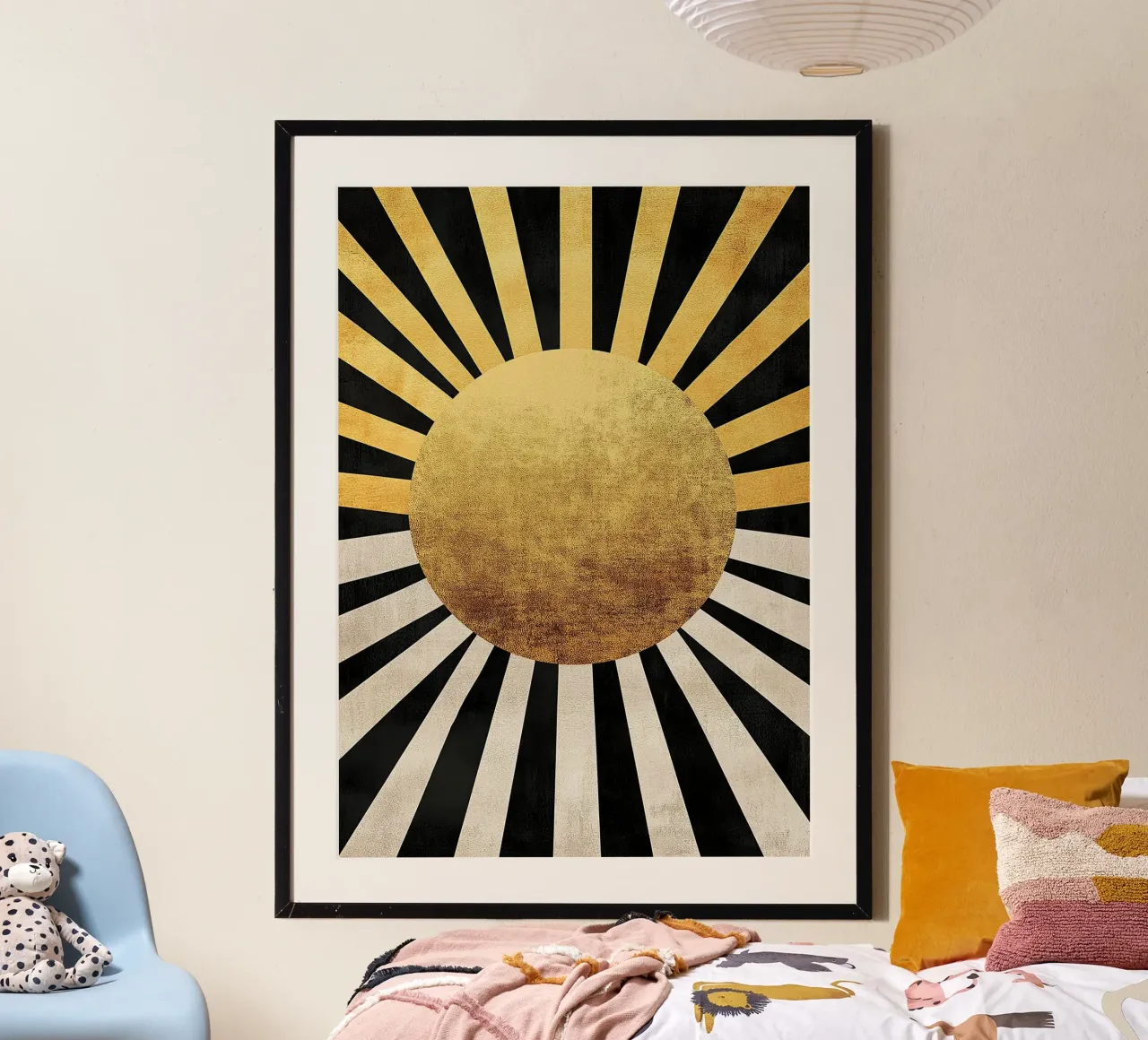 Art Deco "Sole poster con telaio in alluminio da Nikis Art Studio