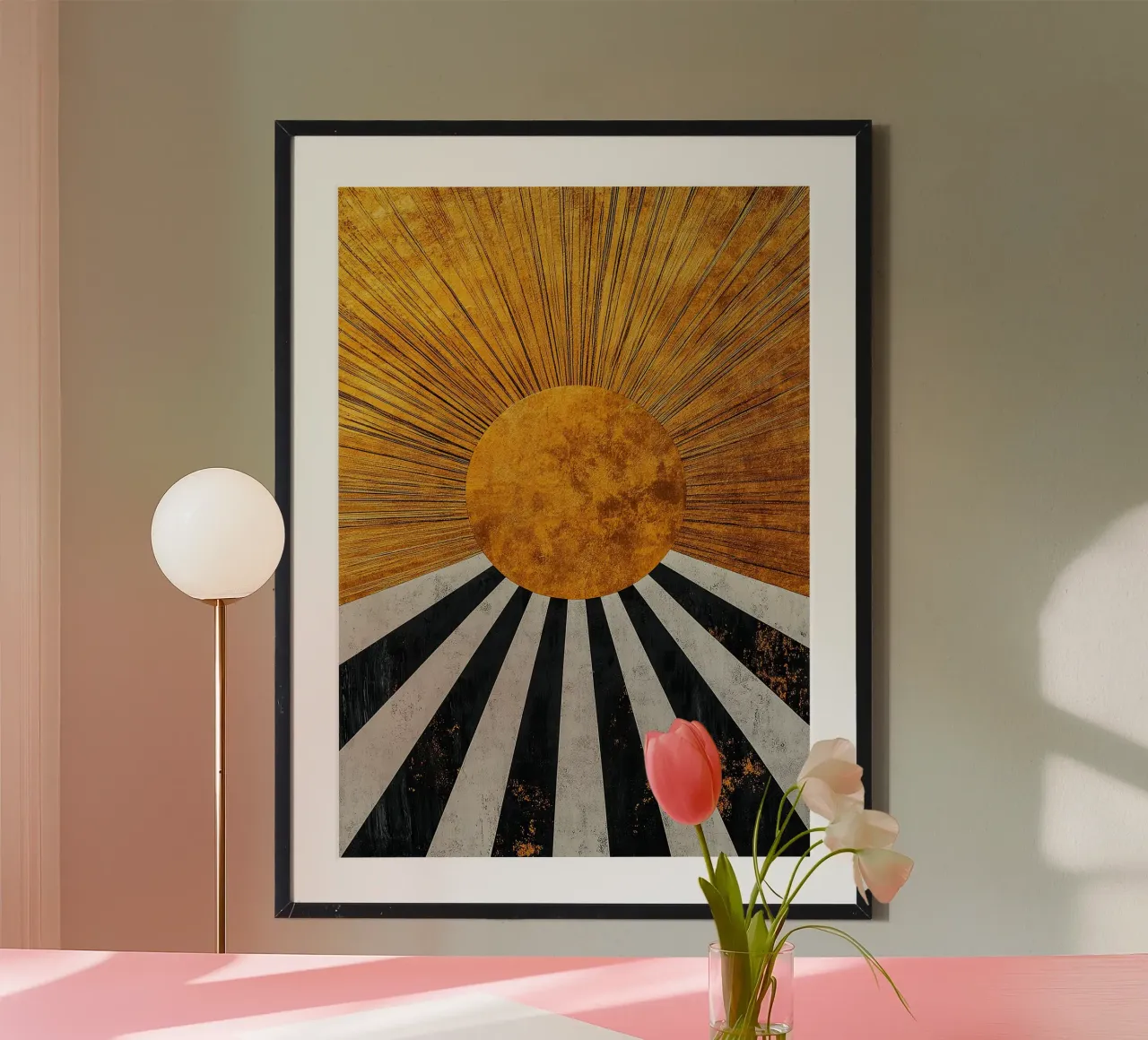 Art Déco "Golden Glamour: Un sogno Deco". poster con telaio in alluminio da Nikis Art Studio