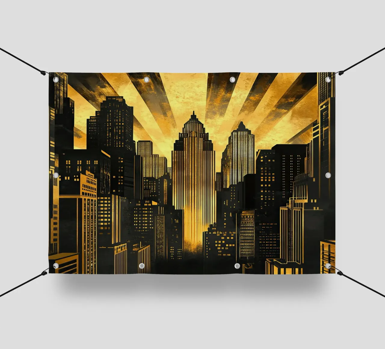 Oro Art Deco New York telo in pvc da Nikis Art Studio