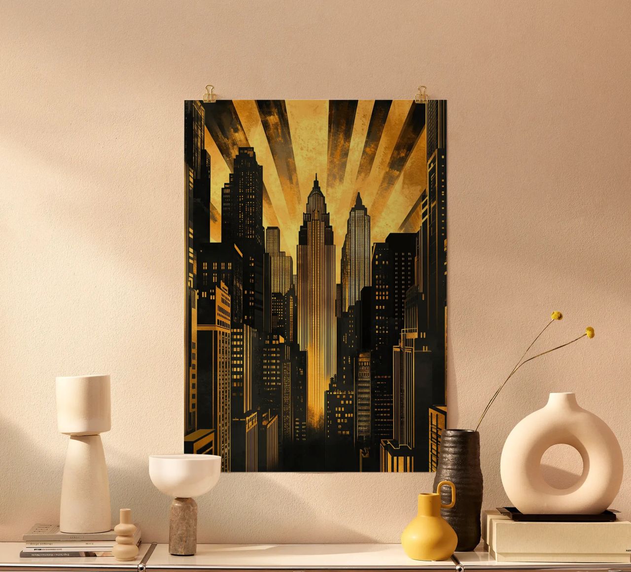 Art Deco New York Gold poster by Nikis Art Studio