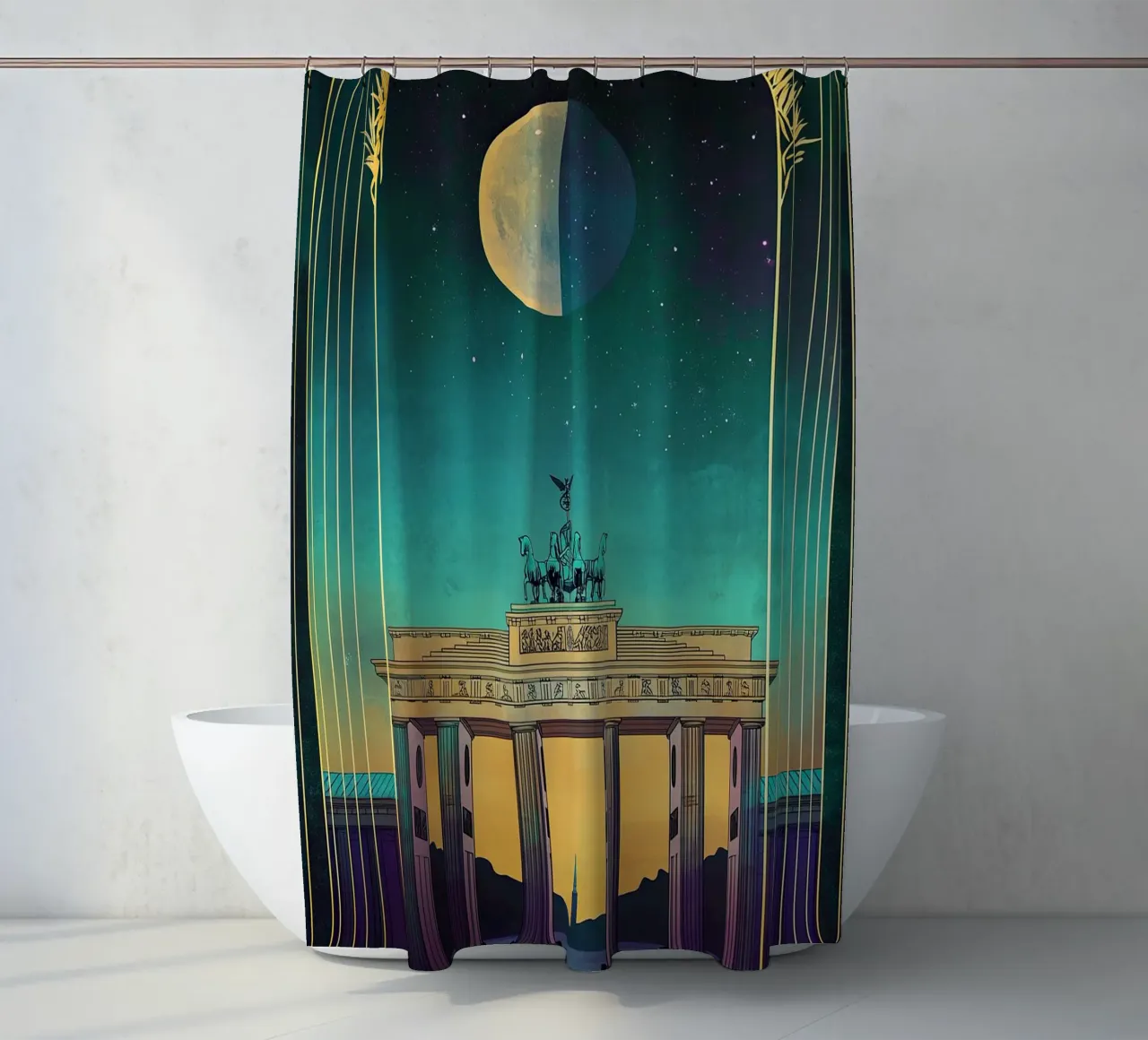 Porta di Brandeburgo "Berlino" in stile Art Déco tenda da doccia da Nikis Art Studio