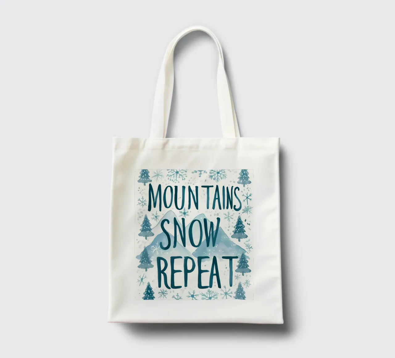 Mountains Snow Repeat No 1 borsa in juta da treechild