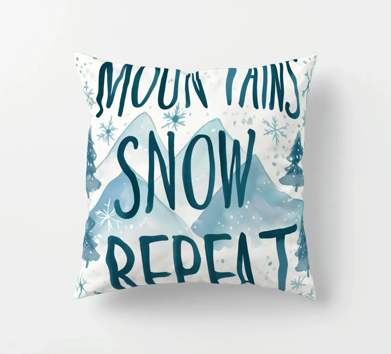 Mountains Snow Repeat No 1 cuscino da treechild