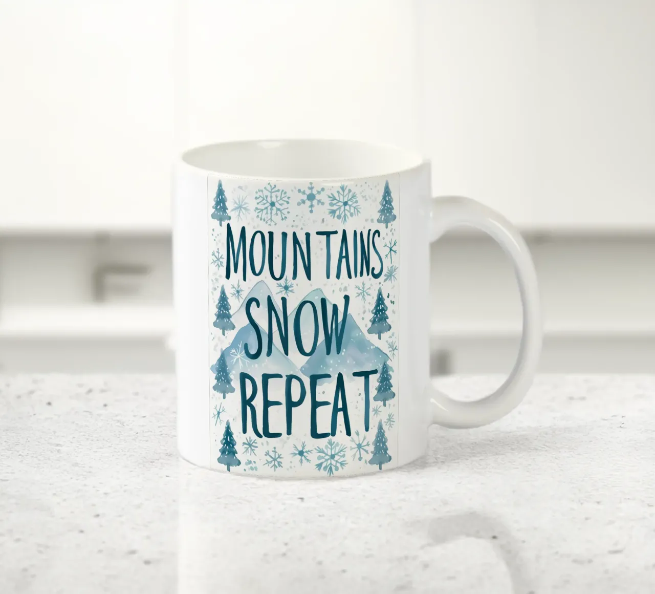 Mountains Snow Repeat No 1 tazza in ceramica da treechild